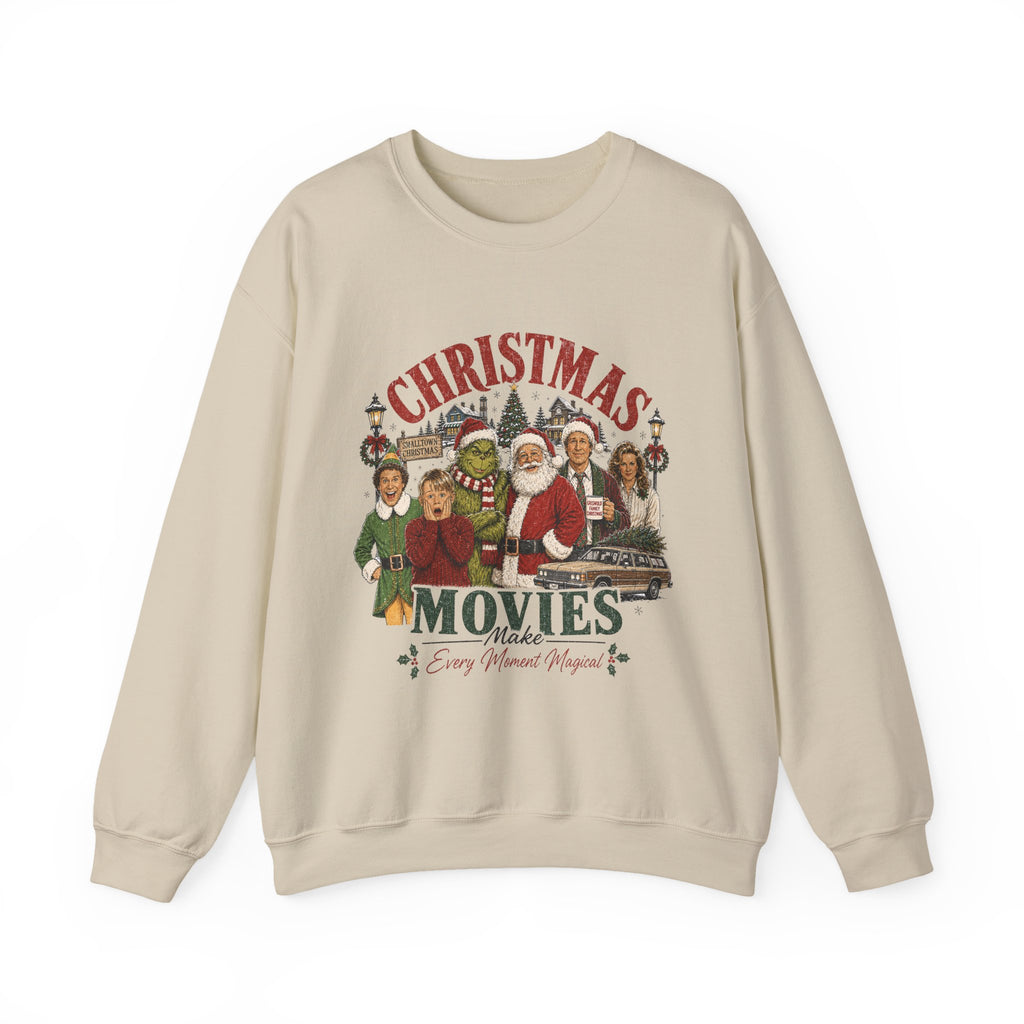 Christmas Movies Crewneck Sweatshirt — Classic Holiday Movie Characters Graphic