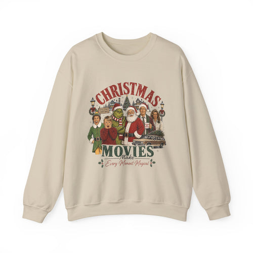Christmas Movies Crewneck Sweatshirt — Classic Holiday Movie Characters Graphic
