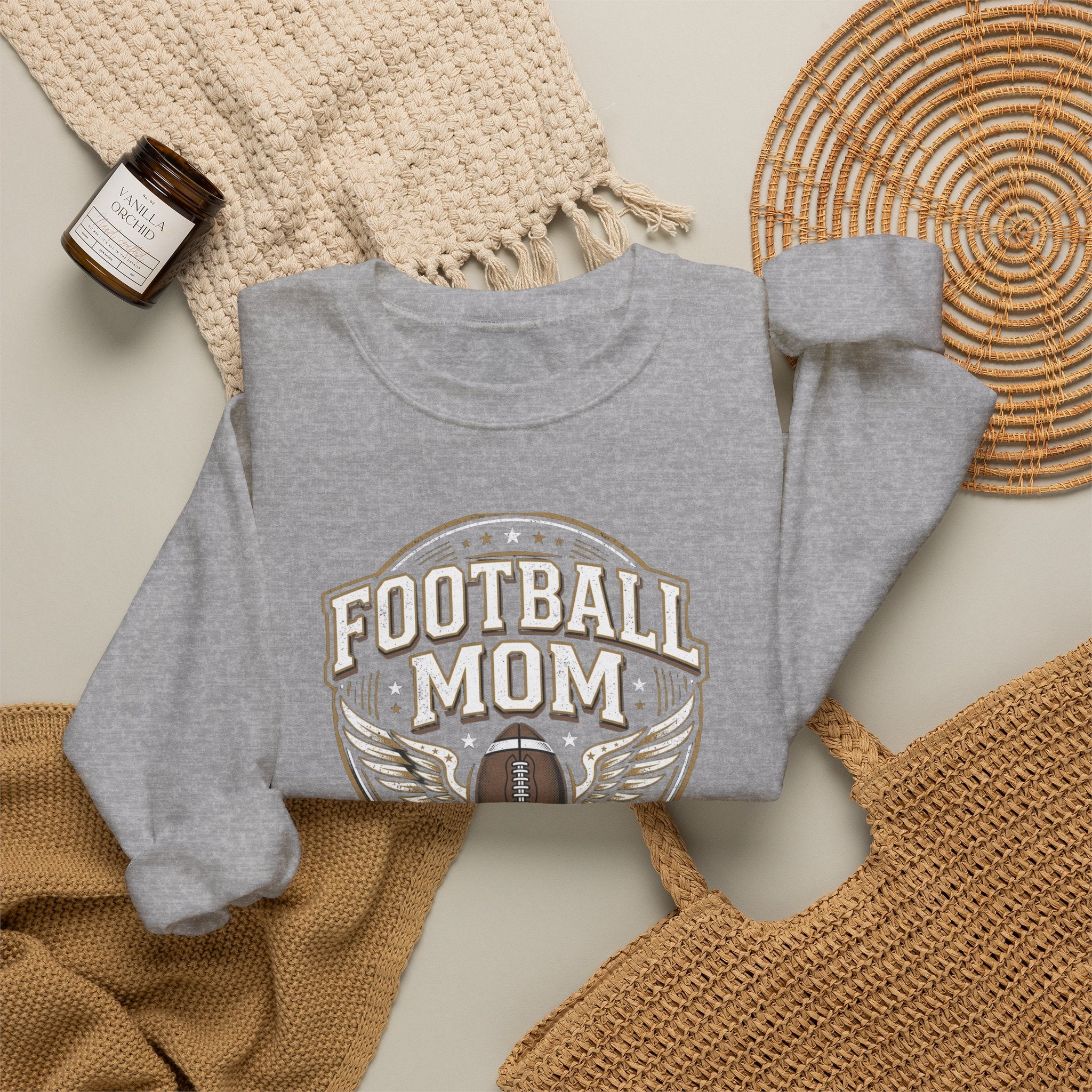 Football Mom Crewneck Sweatshirt — Vintage Football Mom Pullover