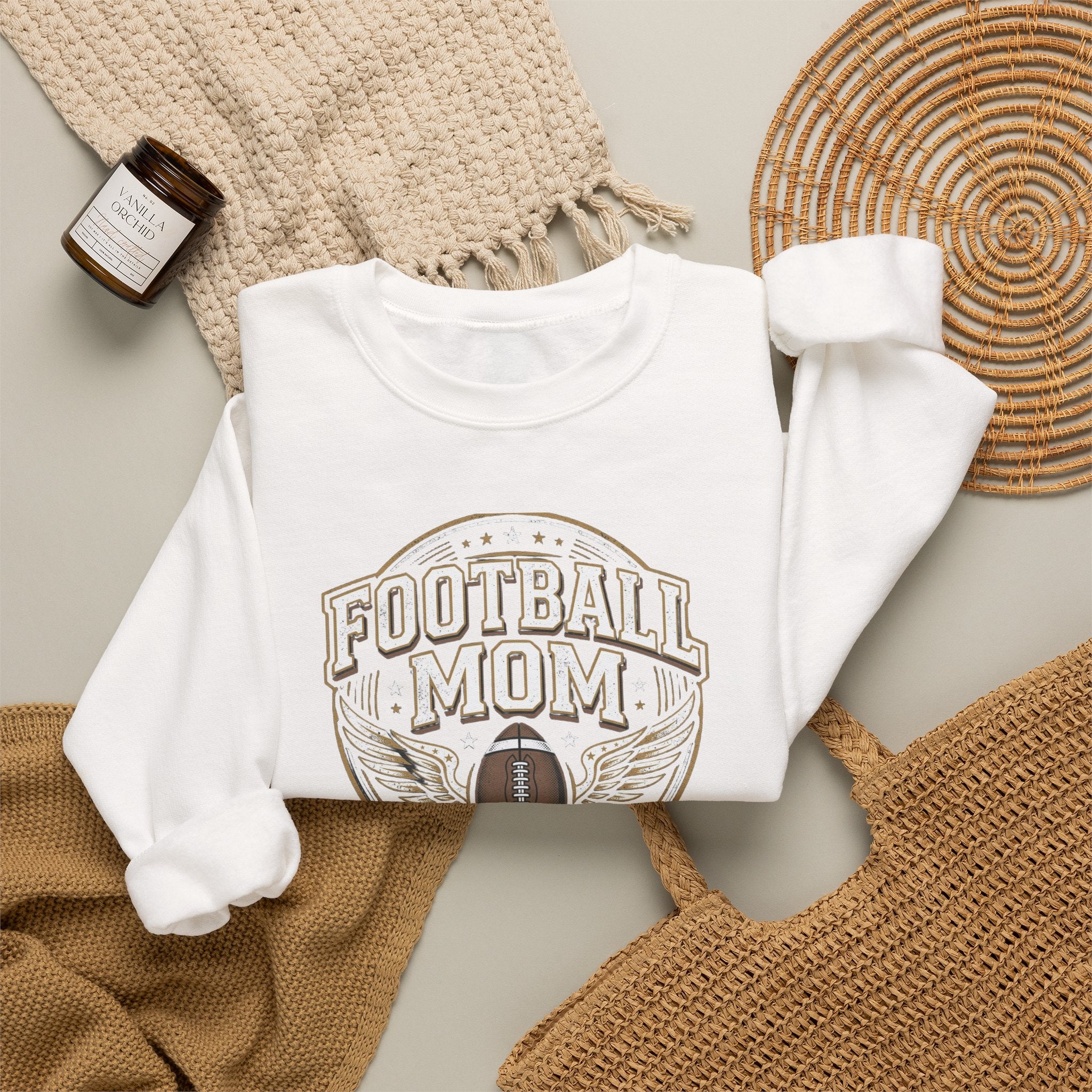 Football Mom Crewneck Sweatshirt — Vintage Football Mom Pullover