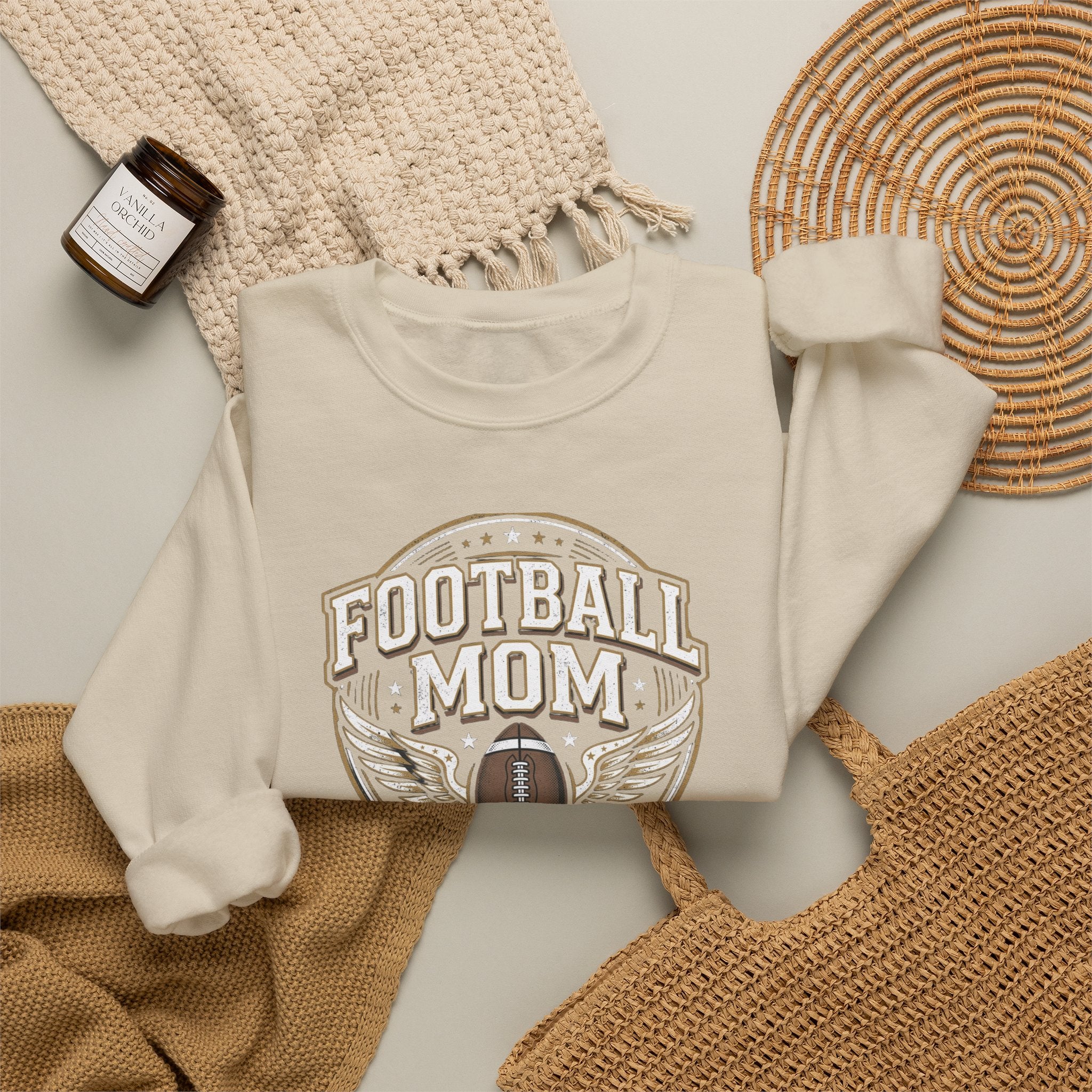 Football Mom Crewneck Sweatshirt — Vintage Football Mom Pullover