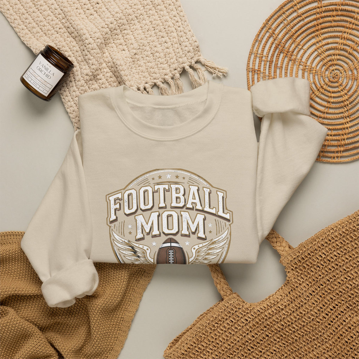 Football Mom Crewneck Sweatshirt — Vintage Football Mom Pullover