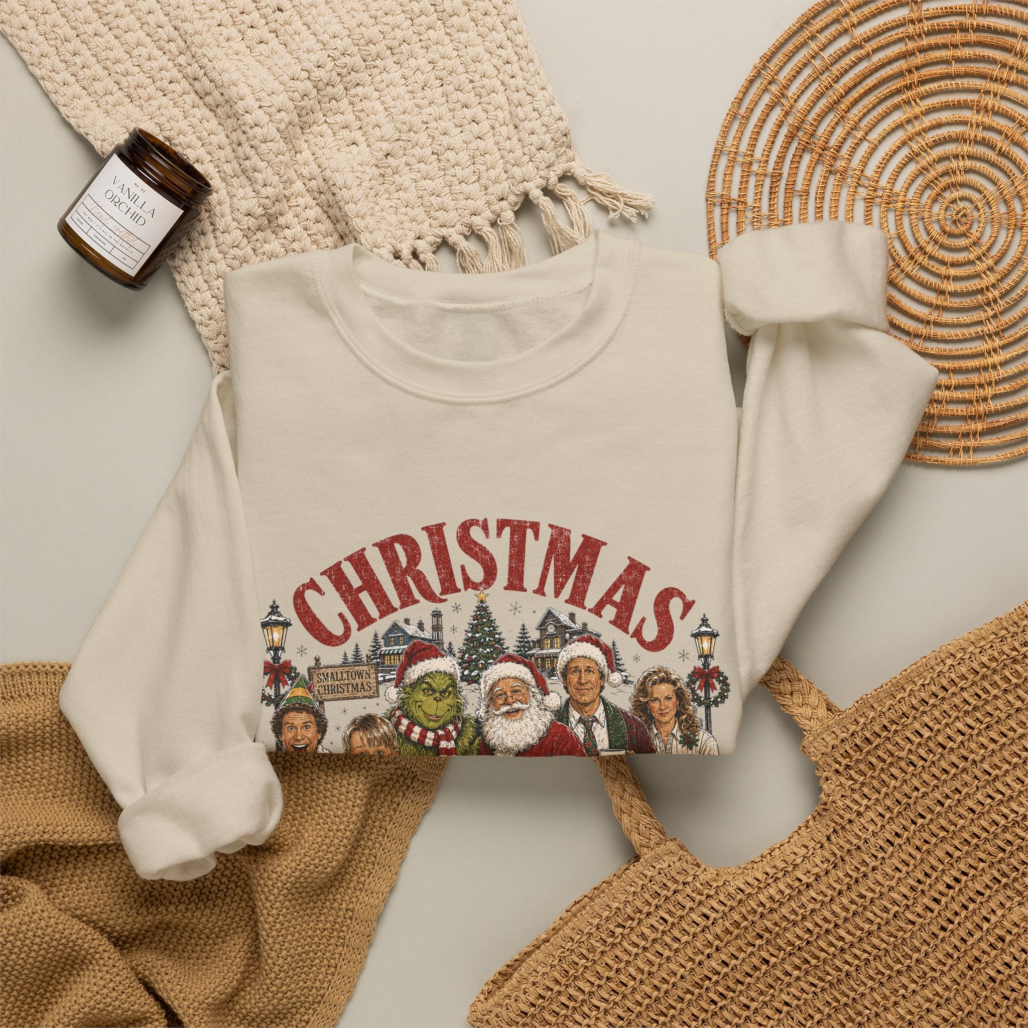 Christmas Movies Crewneck Sweatshirt — Classic Holiday Movie Characters Graphic