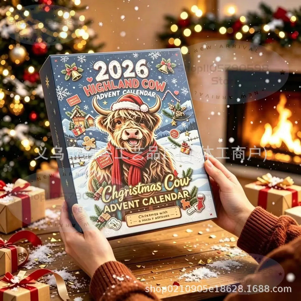 Highland Cow Christmas Advent Calendar 2026｜24 Highland Cow Figurines,Perfect Holiday Gift for Cow Lovers