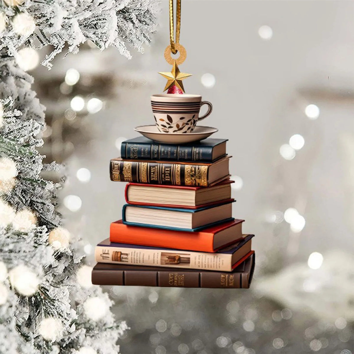 Christmas Ornament Creative Book Tree 2D Flat Acrylic Christmas Decoration Car Ornament Festive Holiday Home Decor