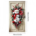 2026 Christmas Home Decorations Winter Snowman Christmas Wreath Door Decoration Hanging Door Banner Cute Outdoor Backdrop Christ