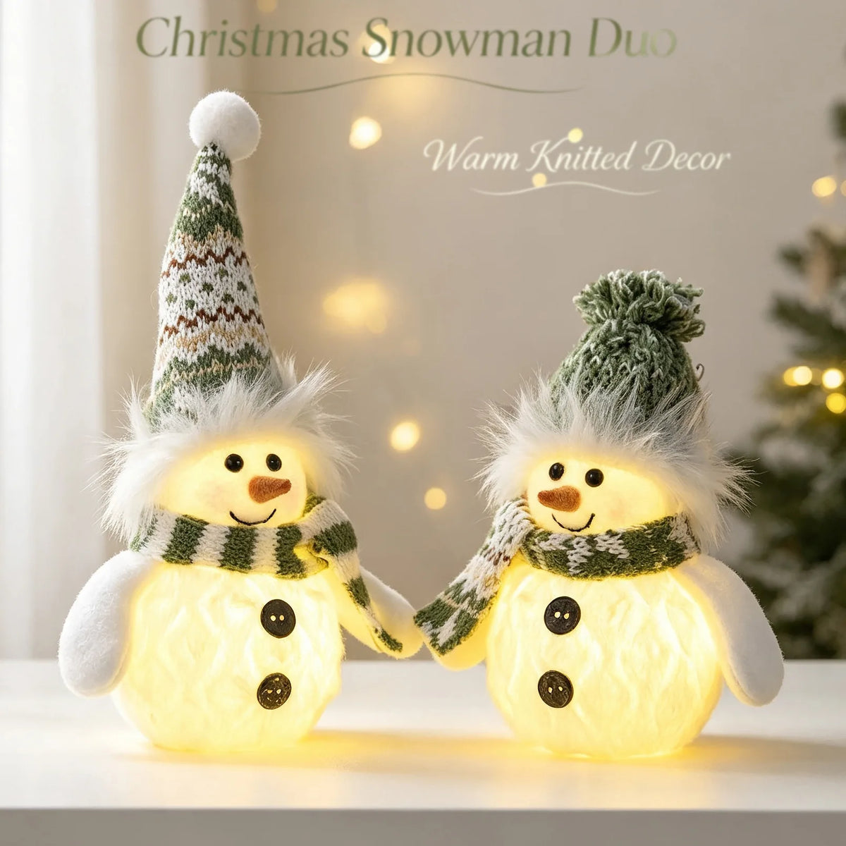 Christmas Lighted Hanging Snowman Figurine Plush Brown Brim Xmas Tabletop Decor Indoor Home Navidad Holiday Party Supplies Gift