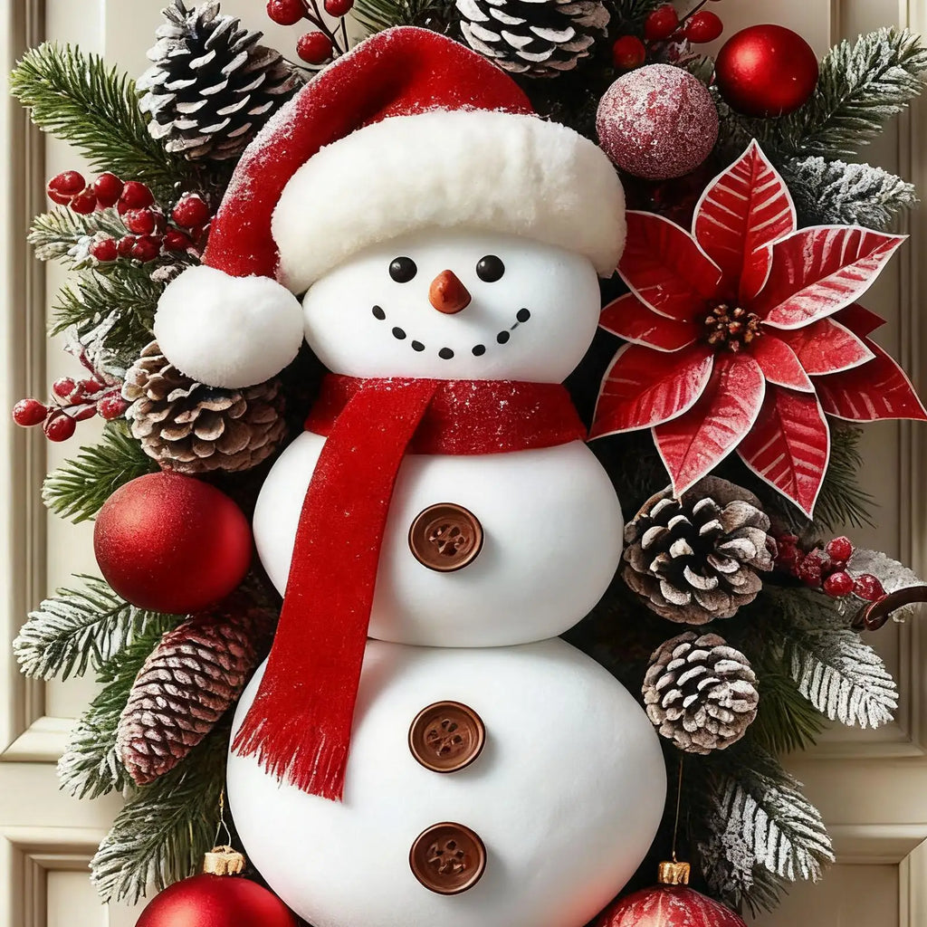 2026 Christmas Home Decorations Winter Snowman Christmas Wreath Door Decoration Hanging Door Banner Cute Outdoor Backdrop Christ