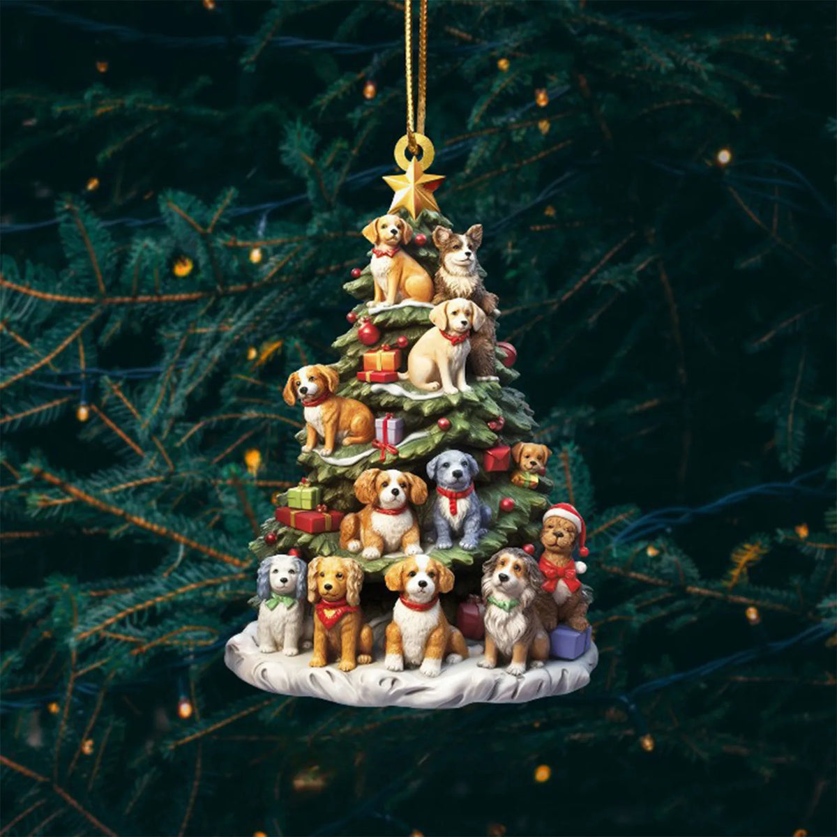 Christmas Ornament Creative Book Tree 2D Flat Acrylic Christmas Decoration Car Ornament Festive Holiday Home Decor