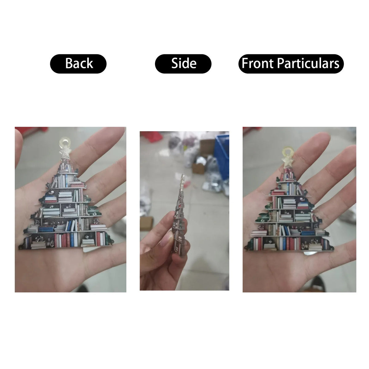 Christmas Ornament Creative Book Tree 2D Flat Acrylic Christmas Decoration Car Ornament Festive Holiday Home Decor