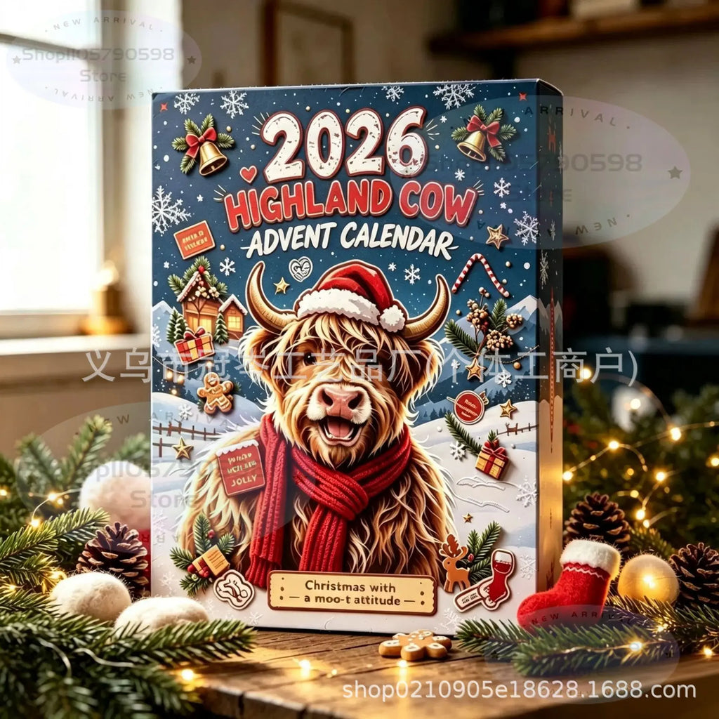 Highland Cow Christmas Advent Calendar 2026｜24 Highland Cow Figurines,Perfect Holiday Gift for Cow Lovers